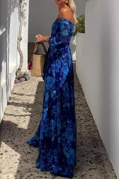 Vestidos sexis de corte A con hombros descubiertos, estampados florales y patchwork vintage