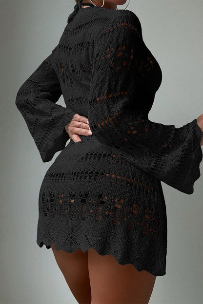 Traje de baño sexy de malla ahuecada y sólida