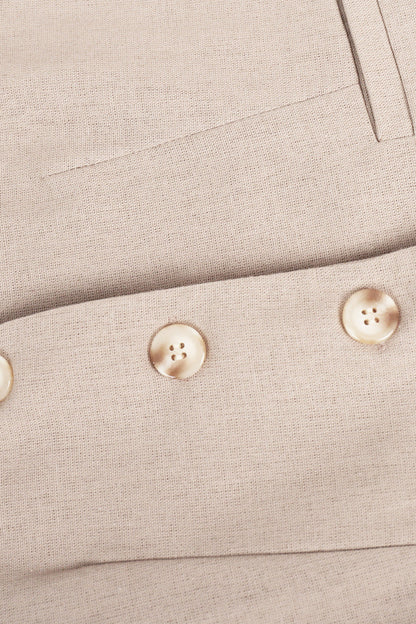 Conjunto informal de dos piezas con cuello en V, sin mangas, estilo británico, con hebilla sólida (3 colores)