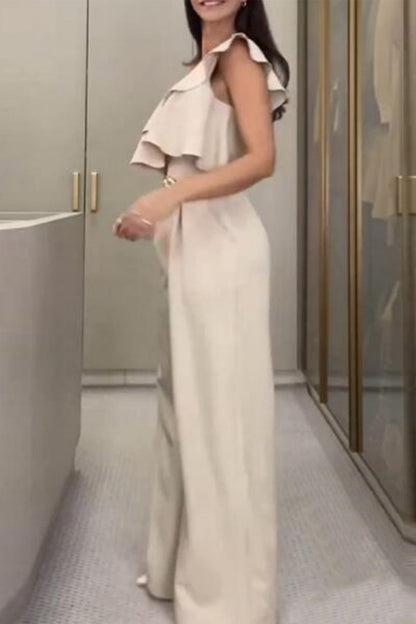 Mono informal de cuello oblicuo, sin espalda y con parches lisos (sin cinturón)