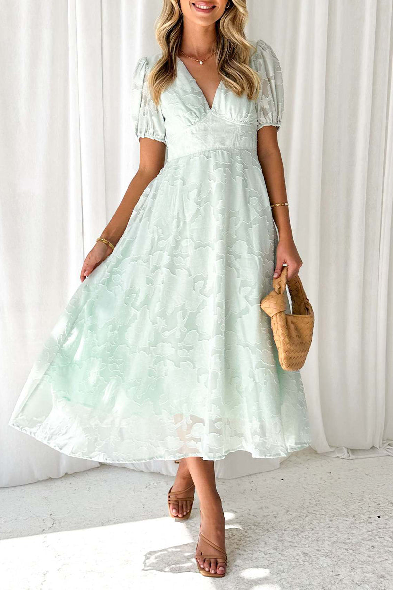 Elegant Solid Lace Pocket V Neck A Line Dresses(3 Colors)