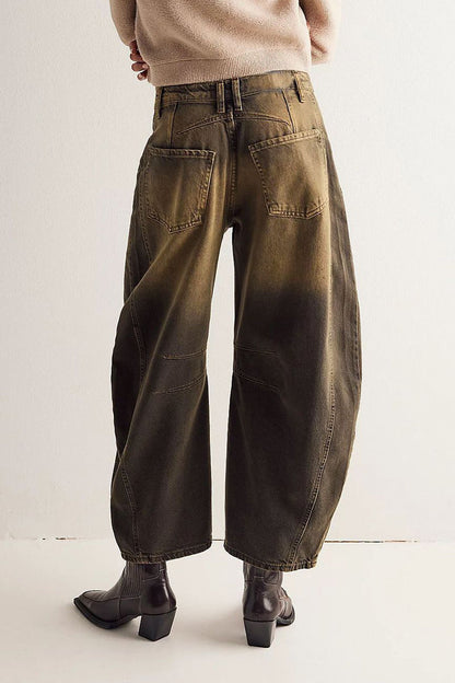 Vaqueros holgados de estilo urbano, estilo casual, de color liso (sin cinturón)