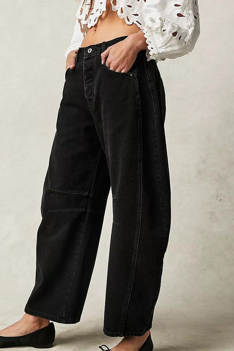 Vaqueros holgados de estilo urbano, estilo casual, de color liso (sin cinturón)