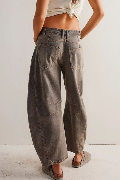 Vaqueros holgados de estilo urbano, estilo casual, de color liso (sin cinturón)