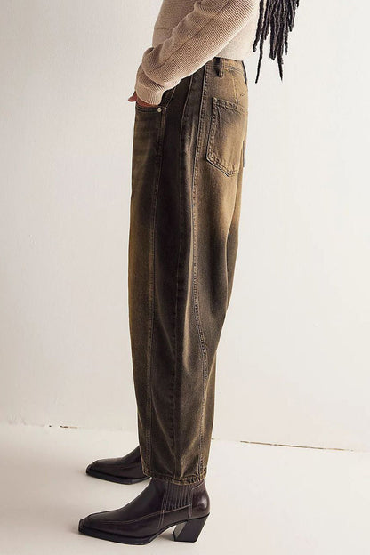 Vaqueros holgados de estilo urbano, estilo casual, de color liso (sin cinturón)