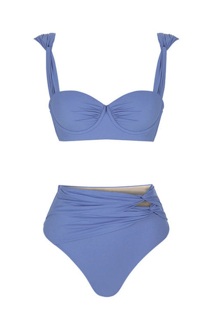 Traje de baño sexy de patchwork con espalda descubierta y contraste (con relleno) (4 colores)