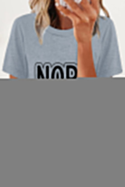 Casual Letter Print O Neck T-Shirts