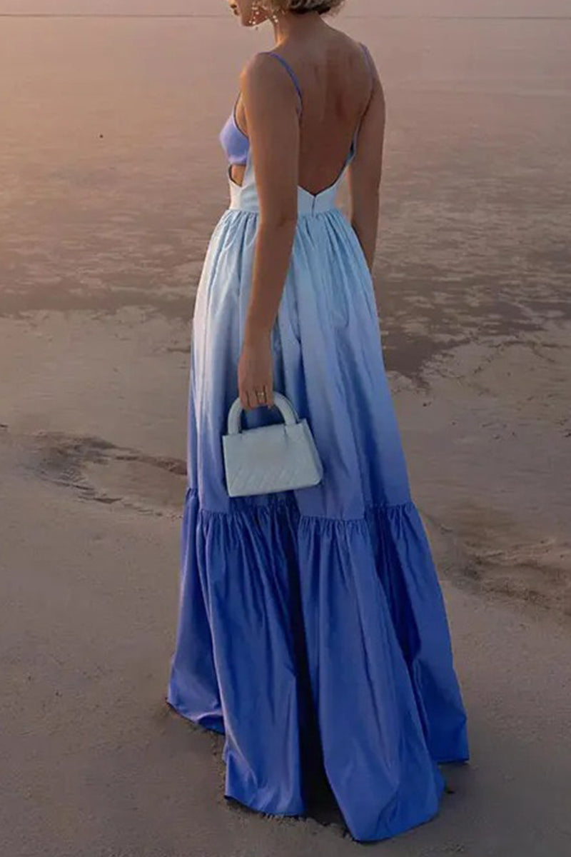 Vestidos sexys con escote en V y pliegues degradados