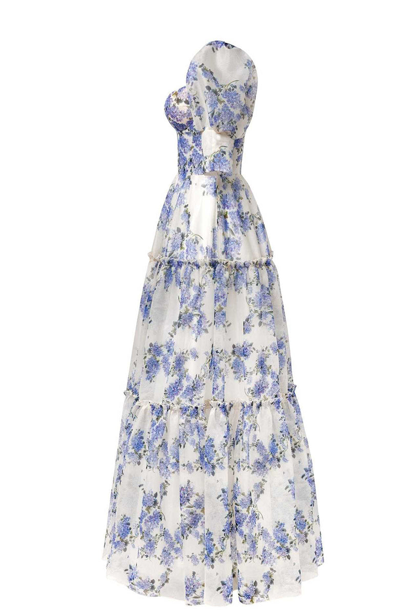 Vestidos de noche elegantes con hombros descubiertos y flores de celebridades