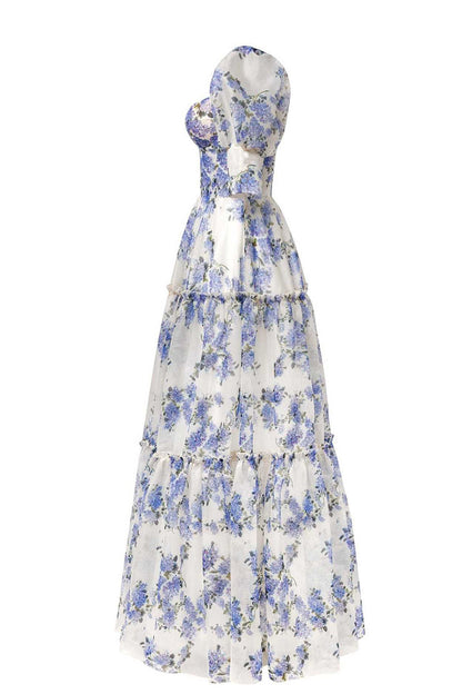 Vestidos de noche elegantes con hombros descubiertos y flores de celebridades