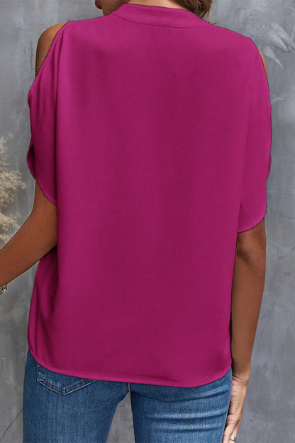 Blusas casuales de cuello en V con patchwork liso (10 colores)