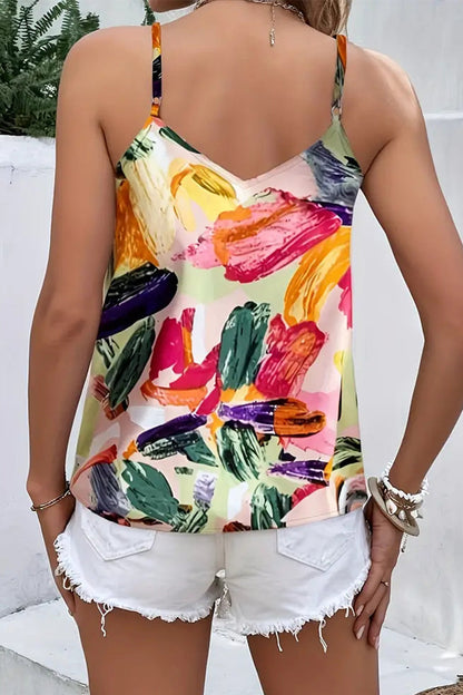 Tops sexys con cuello en V en contraste y estampado vintage de grafiti