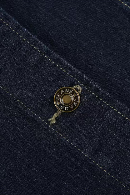 Casual Solid Pocket Buttons V Neck Sleeveless Regular Denim Jacket