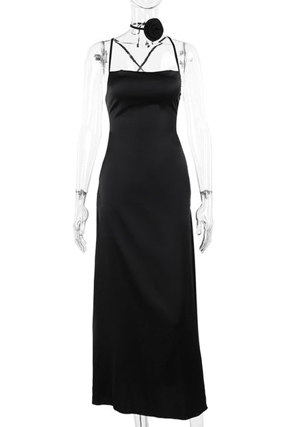 Vestidos elegantes y dulces con falda de un solo paso, con flores, escote en U y espalda descubierta.