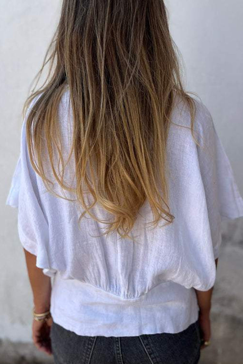 Camisetas informales sencillas con cuello en V liso (4 colores)