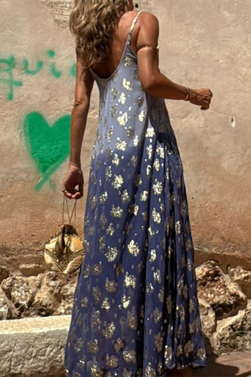 Vestidos sexis con escote en V y estampado degradado en contraste