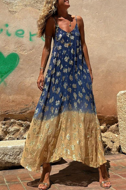 Vestidos sexis con escote en V y estampado degradado en contraste