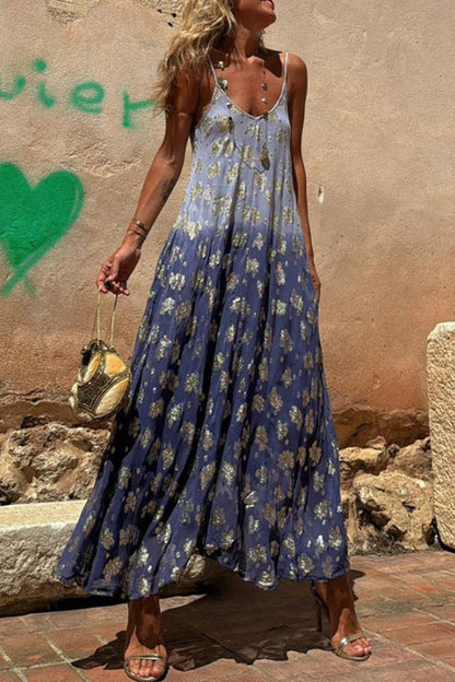 Vestidos sexis con escote en V y estampado degradado en contraste