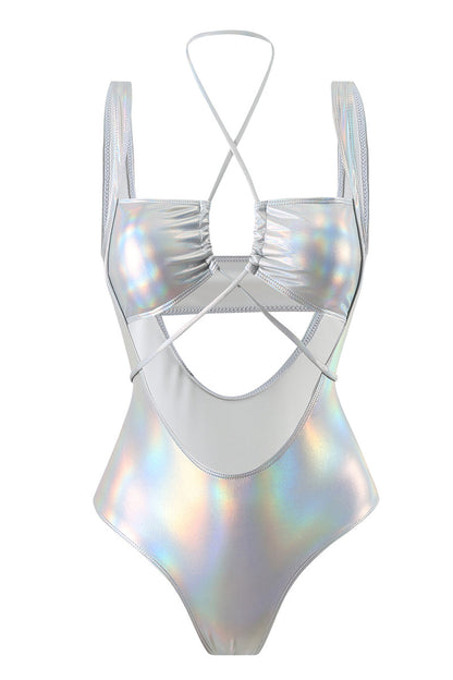 Traje de baño sexy de un solo hombro con espalda descubierta y frenillo ahuecado (con relleno)