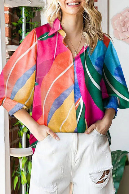 Blusas casuales con cuello vuelto y estampado floral (4 colores)