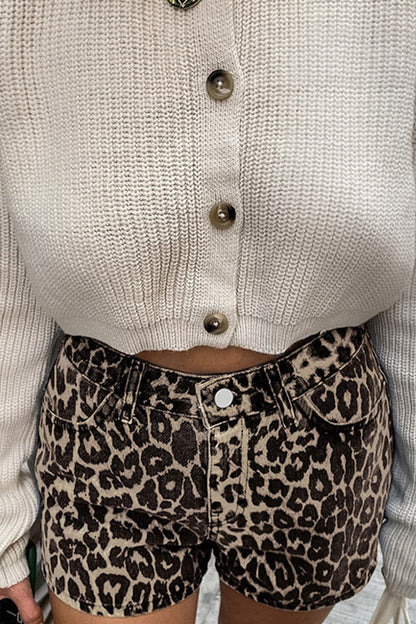 Pantalones casuales holgados con estampado de leopardo y bolsillos tipo A con estampado completo