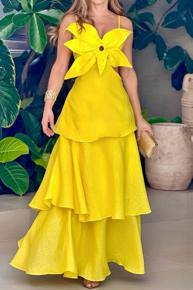 Vestidos largos sexis con tirantes finos, espalda descubierta y parches sólidos