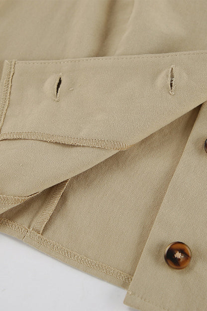 Conjunto informal de dos piezas con cuello en V, sin mangas, bolsillos, botones y estampado liso para uso diario