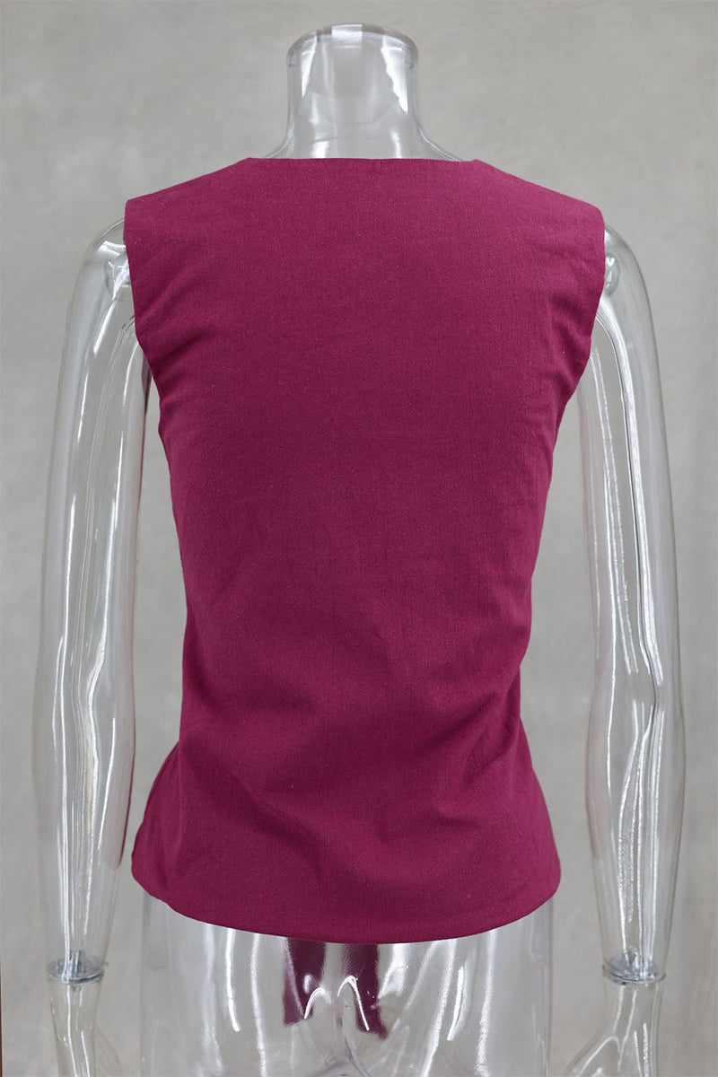 Tops sexys de color sólido con cordones y cuello en V