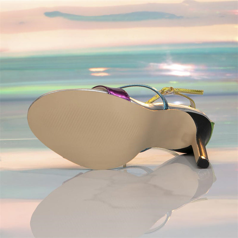 Zapatos casuales de patchwork con puntera puntiaguda y contraste (altura del tacón: 11,4 cm)