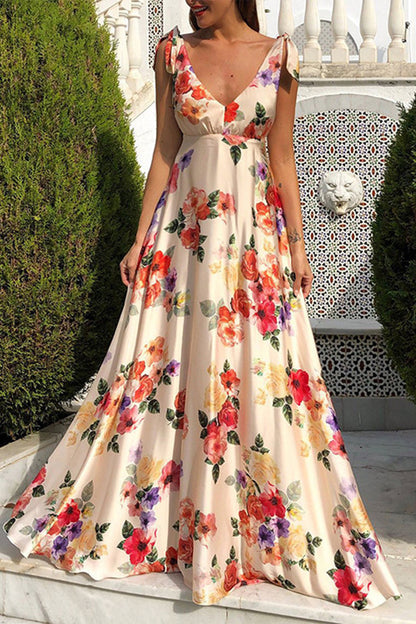 Vestidos sexis con estampado floral, espalda descubierta y escote en V (4 colores)