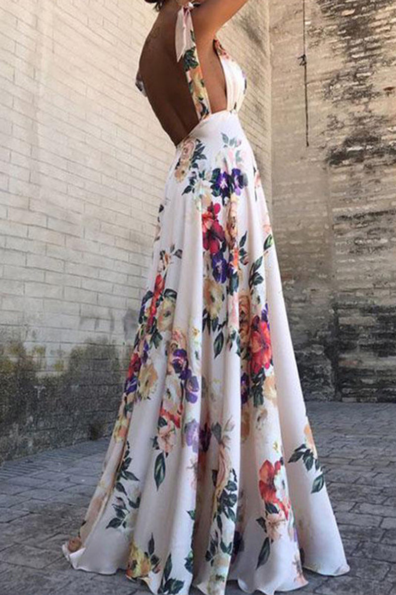 Vestidos sexis con estampado floral, espalda descubierta y escote en V (4 colores)