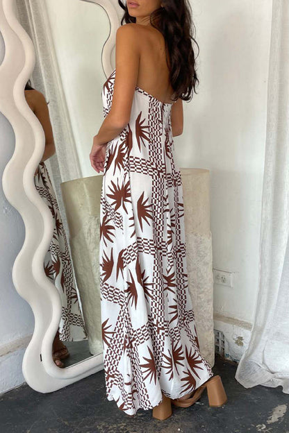 Vestidos sexis de diario con estampado geométrico y estampado de dibujos animados, sin tirantes