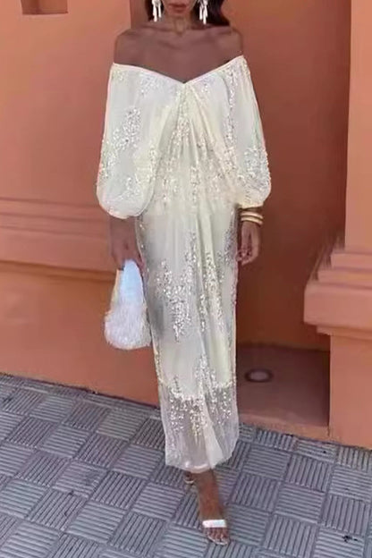 Vestidos de celebridades sexys con lentejuelas y escote en V y falda de un solo paso