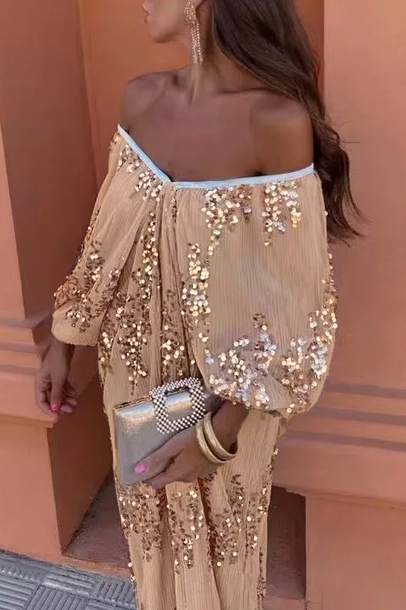 Vestidos de celebridades sexys con lentejuelas y escote en V y falda de un solo paso