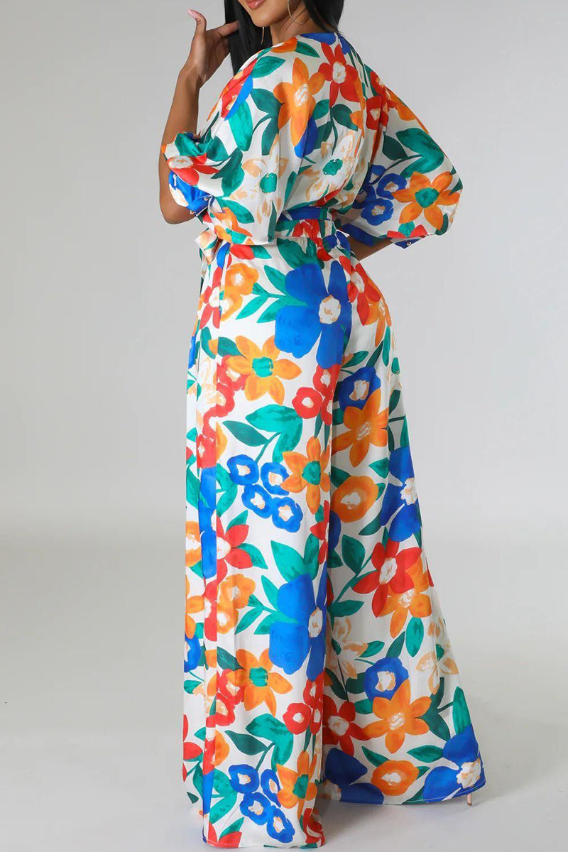 Monos holgados con cuello en V y diseño de patchwork con tirantes fruncidos y estampado de celebridades