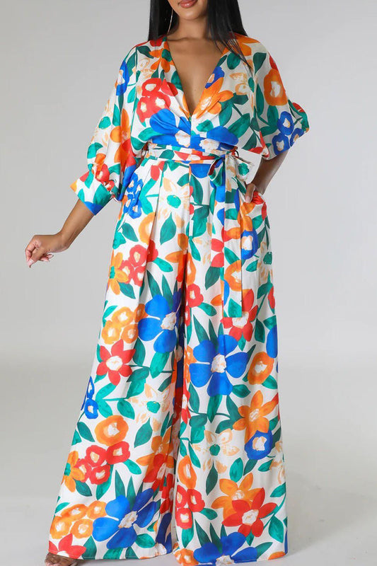 Monos holgados con cuello en V y diseño de patchwork con tirantes fruncidos y estampado de celebridades