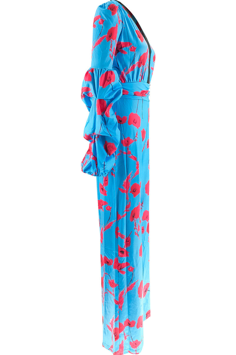 Monos holgados con cuello en V y patchwork con estampado de celebridades