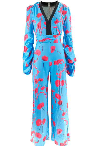 Monos holgados con cuello en V y patchwork con estampado de celebridades