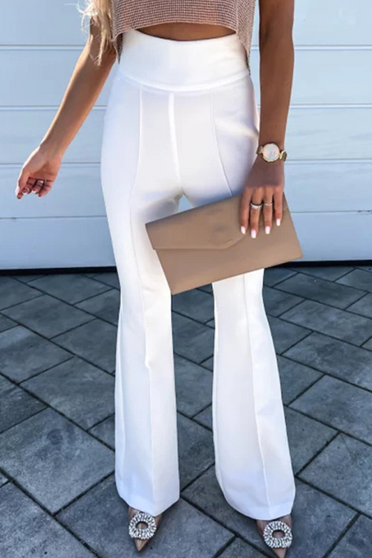 Pantalones casuales de talle alto con parches de colores sólidos para uso diario (4 colores)