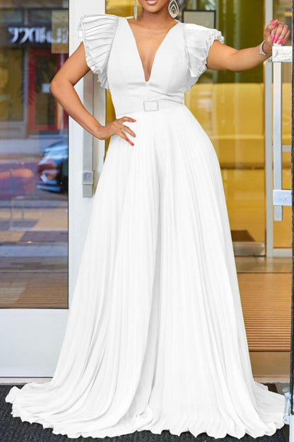 Monos casuales de color sólido con cinturón (7 colores)