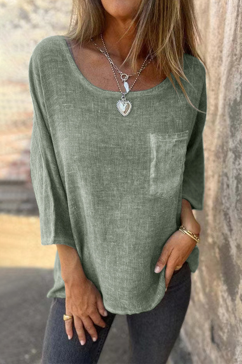 Camisetas casuales con cuello redondo y bolsillos en bloques de color (4 colores)