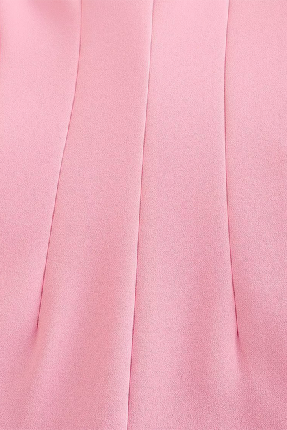 Conjunto informal de dos piezas de manga larga con cuello vuelto y parches de color liso para negocios