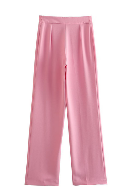 Conjunto informal de dos piezas de manga larga con cuello vuelto y parches de color liso para negocios