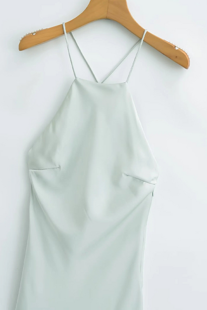 Vestidos sexis de calle con tirantes, espalda descubierta y patchwork en colores sólidos