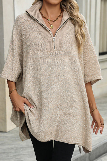 Suéteres casuales de color sólido con cremallera y cuello vuelto (4 colores)