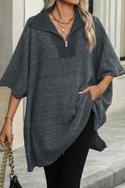 Suéteres casuales de color sólido con cremallera y cuello vuelto (4 colores)