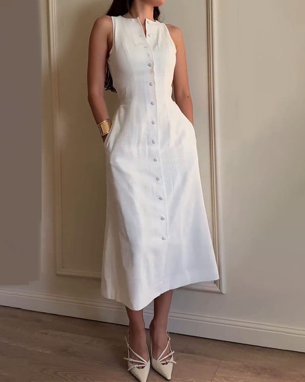 Button Waist Temperament Dress