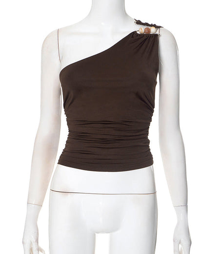 Sexy One Shoulder Navel Vest T-Shirt