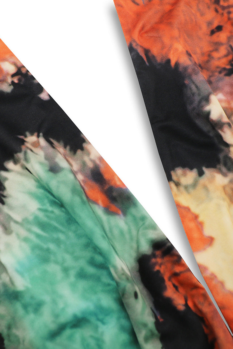Sexy Tie Dye Print Cross Straps Contrast V Neck Sleeveless Dresses£¨A variety of binding methods£©(3 Colors)