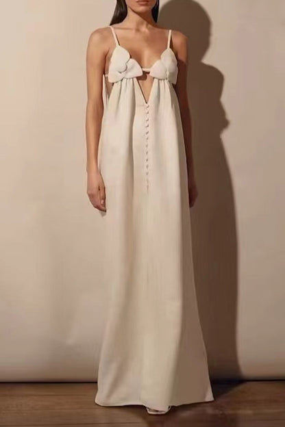 Sexy Solid Color Lace Up Backless V Neck Sling Dresses